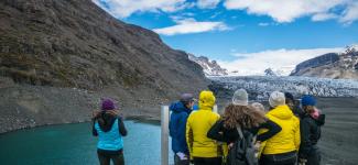 Group of people looking at Icelandic river