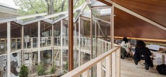 The 2023 Venice Biennale of Architecture AAHA headquarters and Land Back Courtyard (photo: Maris Mezulis)