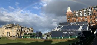 A rainbow over the world's oldest golf course, AKA "Old Course," during a European golf championship on one of my first weekends at St Andrews (photo: Imogen Crawford)